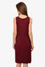 St. John Burgundy Wool Ribbed Knit Dress Size 6 US