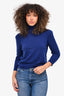 Louis Vuitton Blue Cashmere Turtle Neck Shoulder Padded Sweater Size S