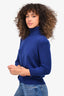 Louis Vuitton Blue Cashmere Turtle Neck Shoulder Padded Sweater Size S