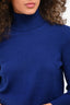Louis Vuitton Blue Cashmere Turtle Neck Shoulder Padded Sweater Size S