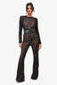 Nadine Merabl Black Sequin 'Bella' Flared Jumpsuit with Belt Size S