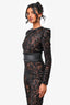 Nadine Merabl Black Sequin 'Bella' Flared Jumpsuit with Belt Size S