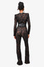 Nadine Merabl Black Sequin 'Bella' Flared Jumpsuit with Belt Size S