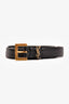 Saint Laurent Black Leather Logo Thin Belt Size 70