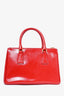 Prada Red Saffiano Patent Leather Small Lux Double Zip (As Is)