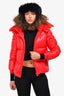 Moncler Red Down 'Ecrins Giubbotto' Hooded Jacket Size 12Y Kids