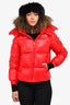 Moncler Red Down 'Ecrins Giubbotto' Hooded Jacket Size 12Y Kids