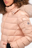 Moncler Light Pink Down 'Badyfur' Hooded Jacket with White Fur Trim Size 1 (As Is)