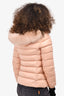 Moncler Light Pink Down 'Badyfur' Hooded Jacket with White Fur Trim Size 1 (As Is)