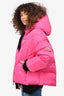 Moncler Pink Down Hooded Puffer Jacket Size 00