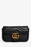 Gucci Black Leather Chevron Quilted GG Marmont Super Mini Bag