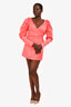 ROTATE by Birger Christenesn Pink Puff Sleeve Wrap Mini Dress Size 8 US