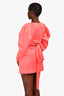 ROTATE by Birger Christenesn Pink Puff Sleeve Wrap Mini Dress Size 8 US