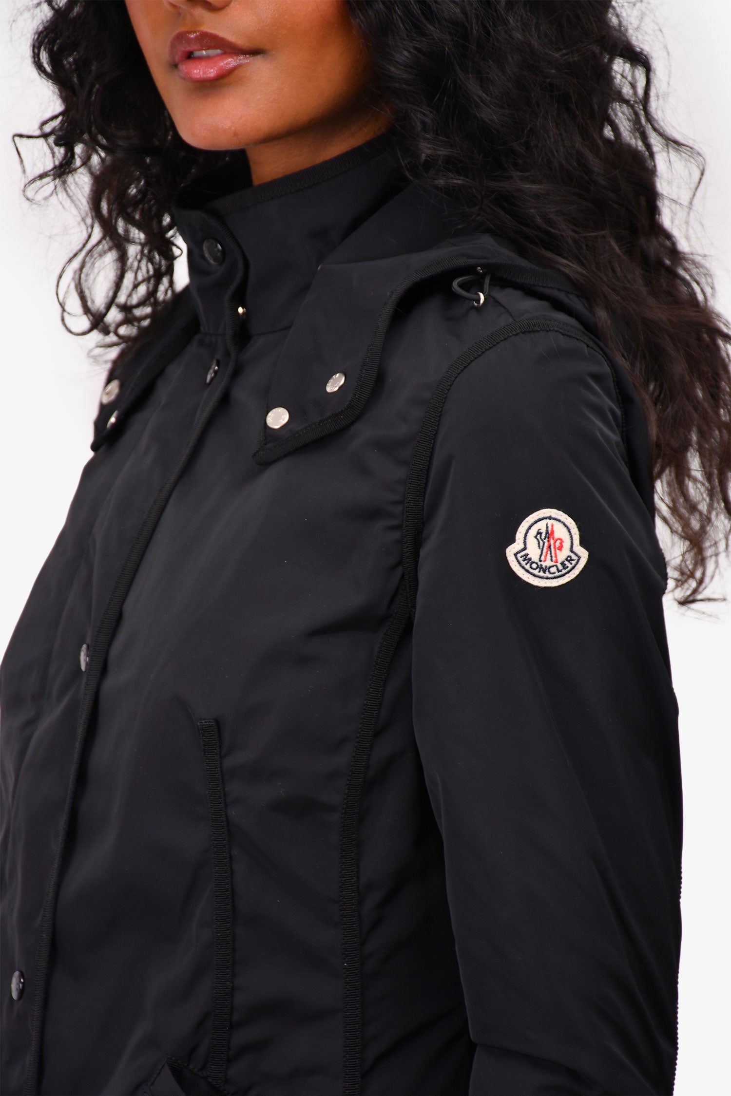 Moncler Black Nylon 'Argelia' Shell Jacket with Detachable Hood
