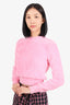 T By Alexander Wang Pink Fluffy Long-Sleeve Sweater Size X-Small
