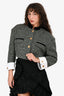 Gucci Black Herringbone Tweed Cropped Jacket Size 42