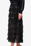 Maje Black Tulle/Sequin Tiered Maxi Skirt Size 38