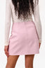 L'Agence Pink Faux Leather Gold Buttoned Mini Skirt Size 6