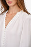 L'agence White Lace Cuffed Button Down Shirt Size M