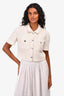 Maje Cream/Silver Tweed Cropped Button Down Top Size 38