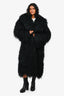 Twenty Fall Black Fur Silk 'Romy' Long Mongolian Coat Size L
