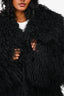 Twenty Fall Black Fur Silk 'Romy' Long Mongolian Coat Size L