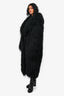 Twenty Fall Black Fur Silk 'Romy' Long Mongolian Coat Size L