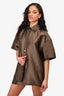 Sandro Brown Satin Button Down Size 1 + Front Pocket Skirt Size 38