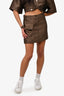 Sandro Brown Satin Button Down Size 1 + Front Pocket Skirt Size 38