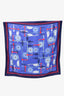 Hermès Blue/Purple Printed 'Brides et Frontaux' 90cm Square Scarf