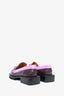 Ganni Burgundy/Fuchsia Leather Crystal Embellished Chunky Loafers Size 38