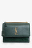 Saint Laurent Green Python-Effect Embossed Medium Sunset Shoulder Bag
