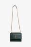 Saint Laurent Green Python-Effect Embossed Medium Sunset Shoulder Bag