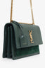 Saint Laurent Green Python-Effect Embossed Medium Sunset Shoulder Bag