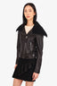 Mackage Black Leather Biker Jacket with Knit Collar Size S