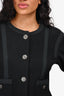 Pre-Loved Chanel™ Black Cotton Gunmetal Buttoned 'Timeless' Jacket Size 44