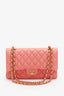 Pre-Loved Chanel™ Pink Lambskin Medium Classic Double Flap Bag 'Refurbished'