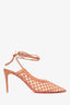 Christian Louboutin Brown Leather Lace-Up 'Folliescabo 100' Heels Size 37.5