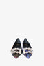 Roger Vivier Blue Jacquard Crystal Embellished Pointed Toe Ballet Flats Size 37