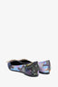 Roger Vivier Blue Jacquard Crystal Embellished Pointed Toe Ballet Flats Size 37