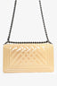 Pre-Loved Chanel™ 2014 Beige Chevron Patent Leather Old Medium Boy Bag (As Is)