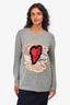 Christian Dior Grey Cashmere Heart Embroidered Sweater Size 2 US