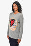 Christian Dior Grey Cashmere Heart Embroidered Sweater Size 2 US