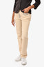 Pre-Loved Chanel™ Beige Washed Contrast Trim Slim Fit Jeans Size 38