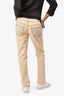 Pre-Loved Chanel™ Beige Washed Contrast Trim Slim Fit Jeans Size 38