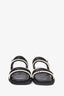 Pre-Loved Chanel™ 2022 Cruise Black Satin Pearl Quilted Flat Sandals Size 38.5