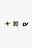 Louis Vuitton Gold/Silver/Chrome Tone Monogram Trio Earring Stud Set
