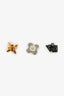 Louis Vuitton Gold/Silver/Chrome Tone Monogram Trio Earring Stud Set