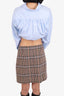 Sandro Brown Dalya Plaid Mini Skirt With Belt Buckle Size 3