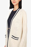 Sandro Off White Wool Perforated Logo Cardigan Size 3